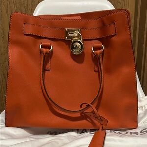 Michael Kors Bold Orange Hamilton Satchel Tote